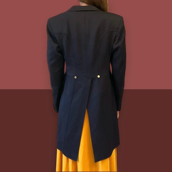 Pikeur Dressage Shadbelly Show Coat, Classic Tails, Brass Buttons, Navy, Sz M - Picture 2 of 15